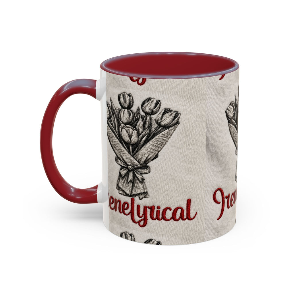 IreneLyrical Floral Accent Coffee Mug – Tulip Bouquet Design (11/15 oz)