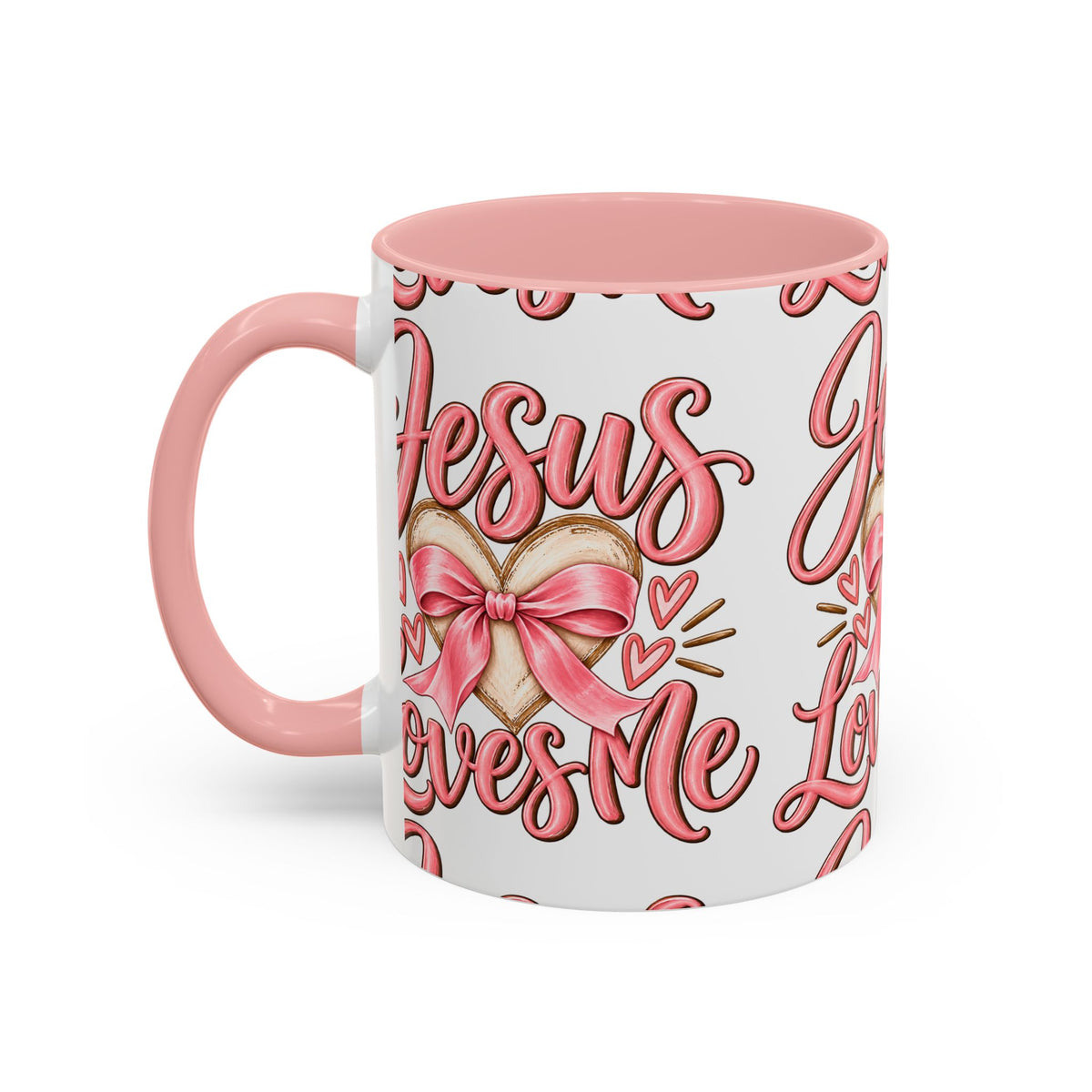 Jesus Loves Me Pink Heart Accent Coffee Mug – Christian Valentine Gift (11/15oz)