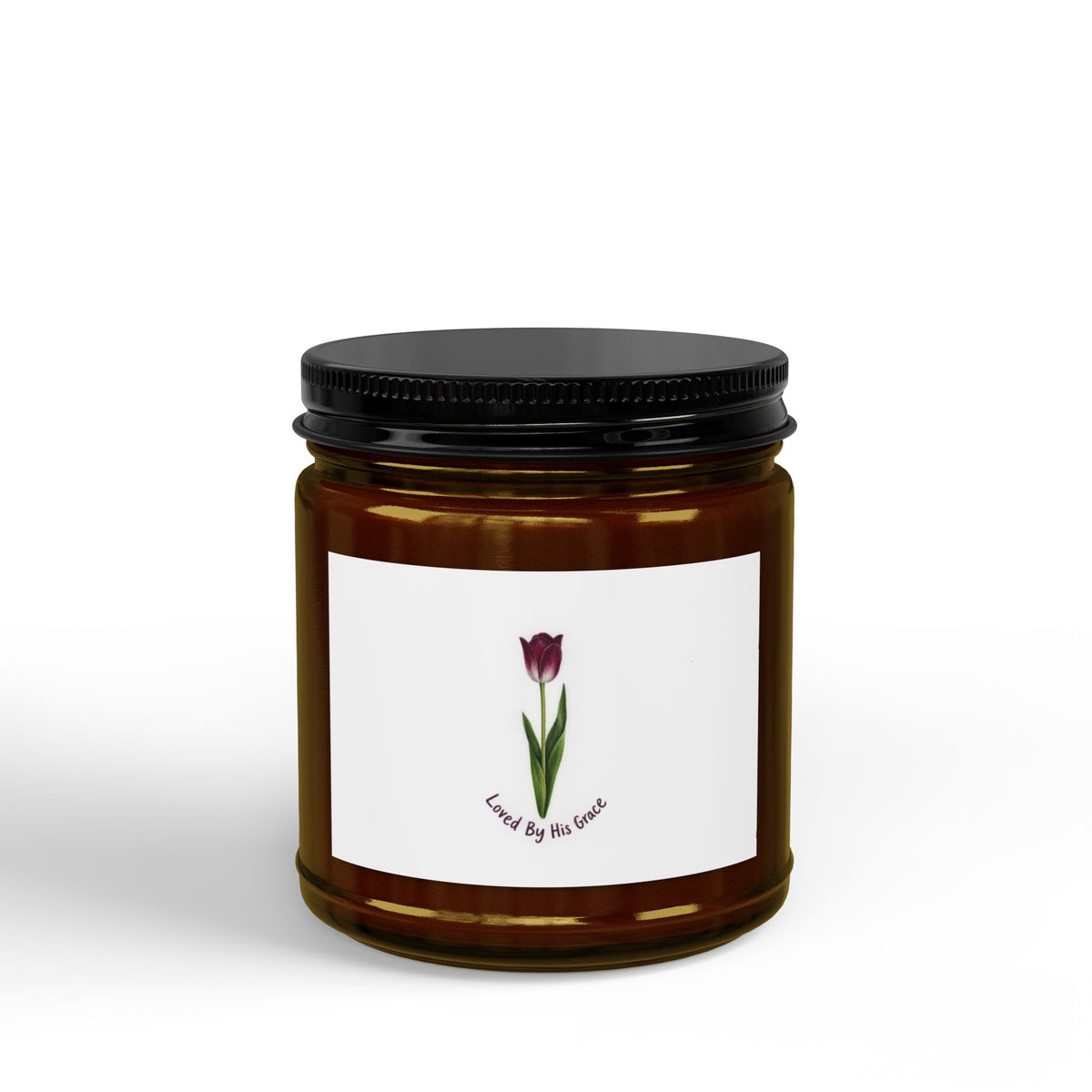 Soy Jar Candle — Tulip Scented Soy Candle with Black Lid (4oz & 9oz)