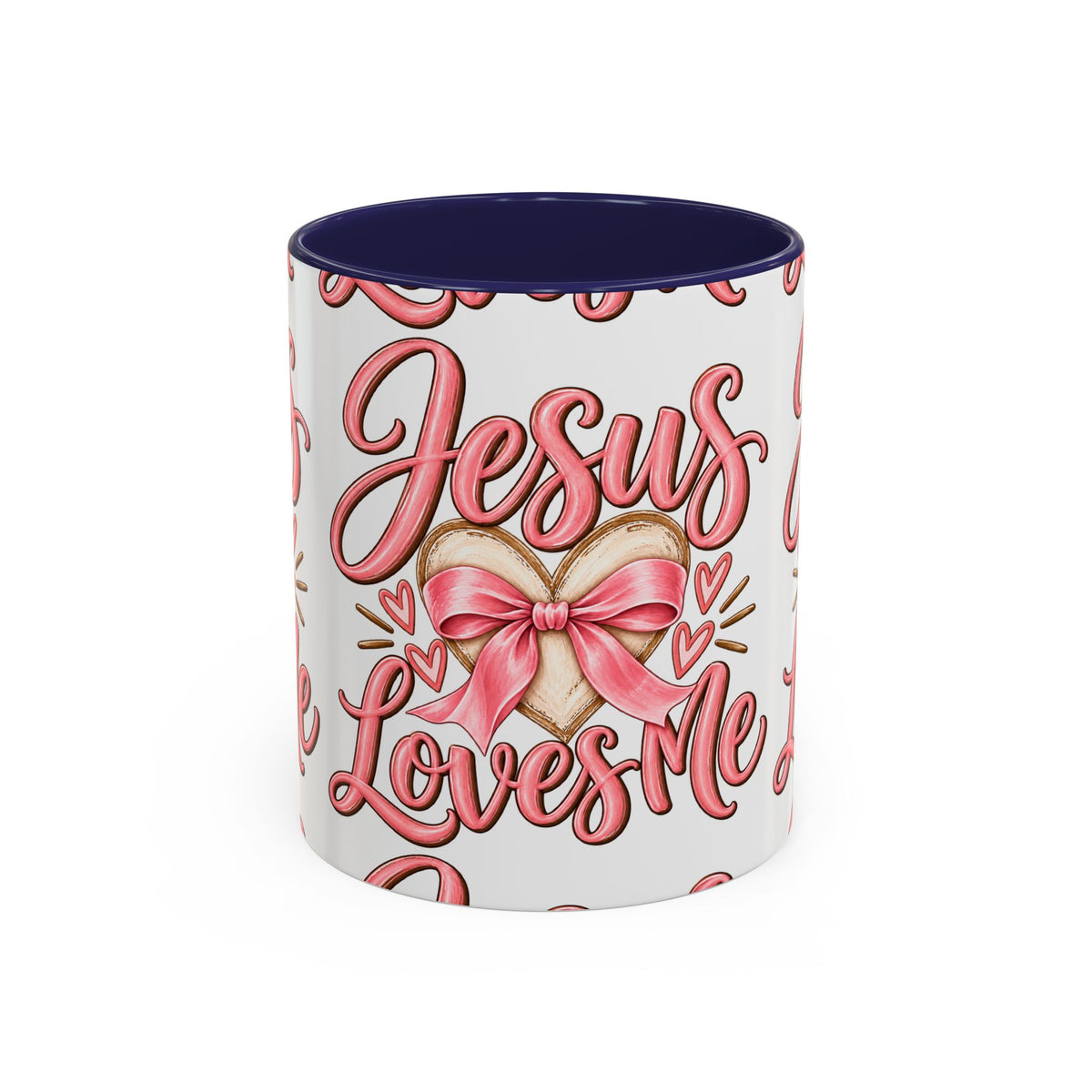 Jesus Loves Me Pink Heart Accent Coffee Mug – Christian Valentine Gift (11/15oz)