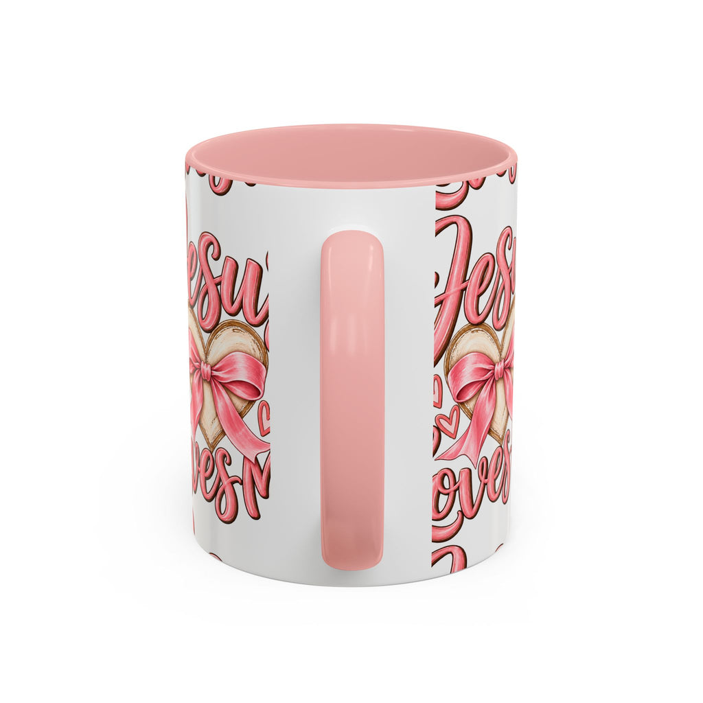 Jesus Loves Me Pink Heart Accent Coffee Mug – Christian Valentine Gift (11/15oz)
