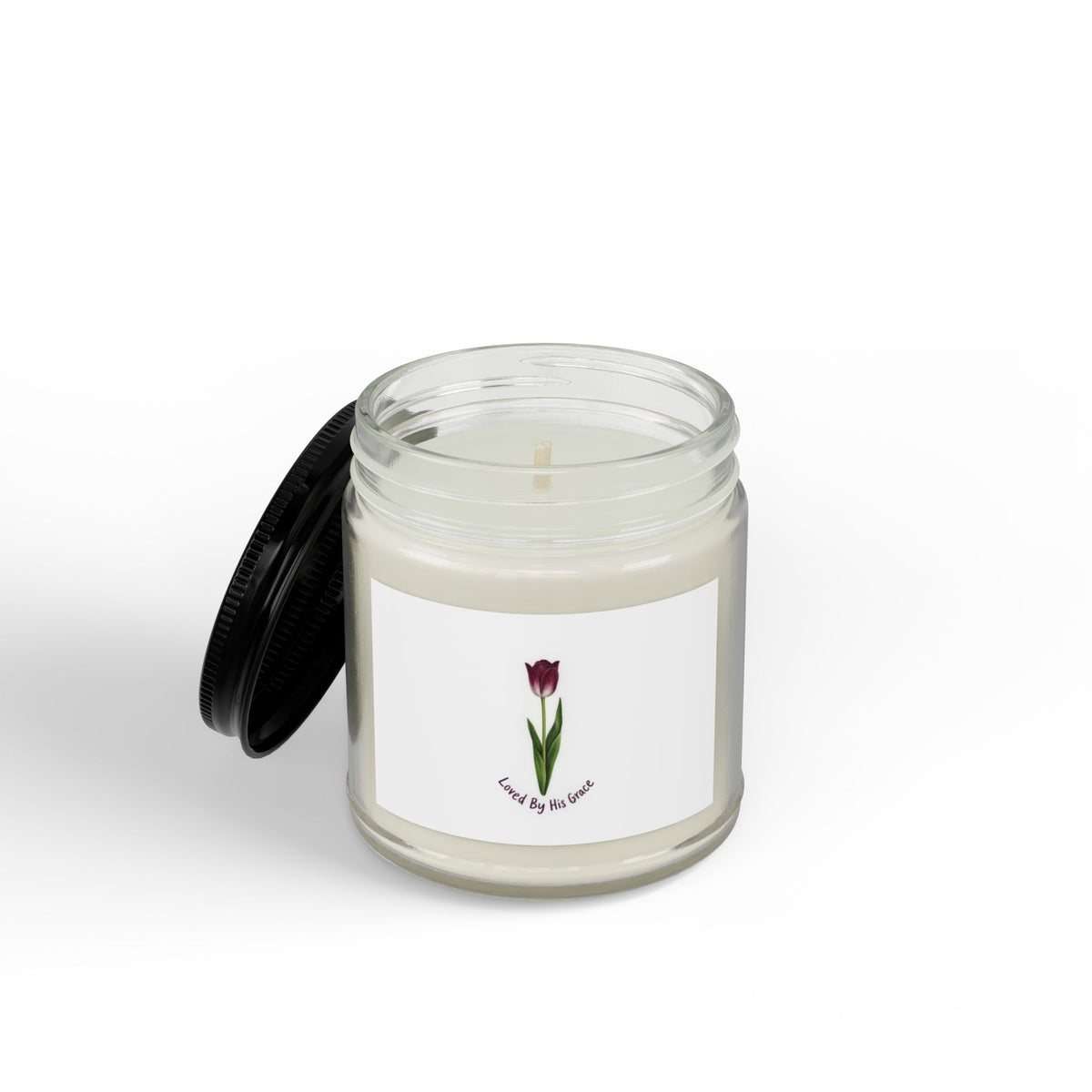 Soy Jar Candle — Tulip Scented Soy Candle with Black Lid (4oz & 9oz)
