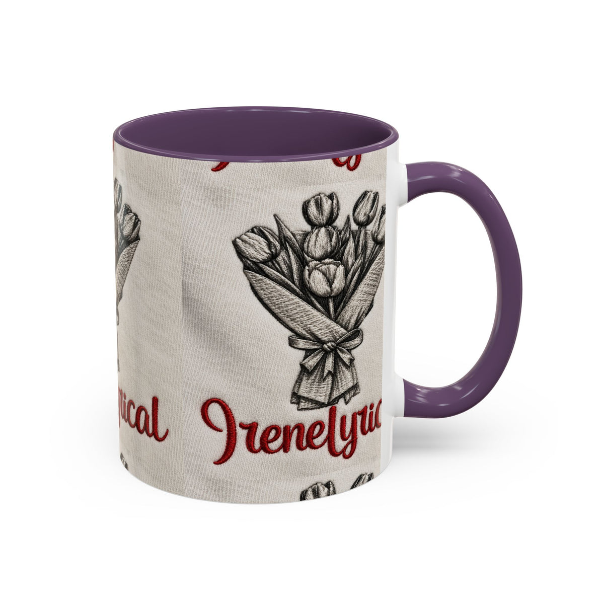 IreneLyrical Floral Accent Coffee Mug – Tulip Bouquet Design (11/15 oz)