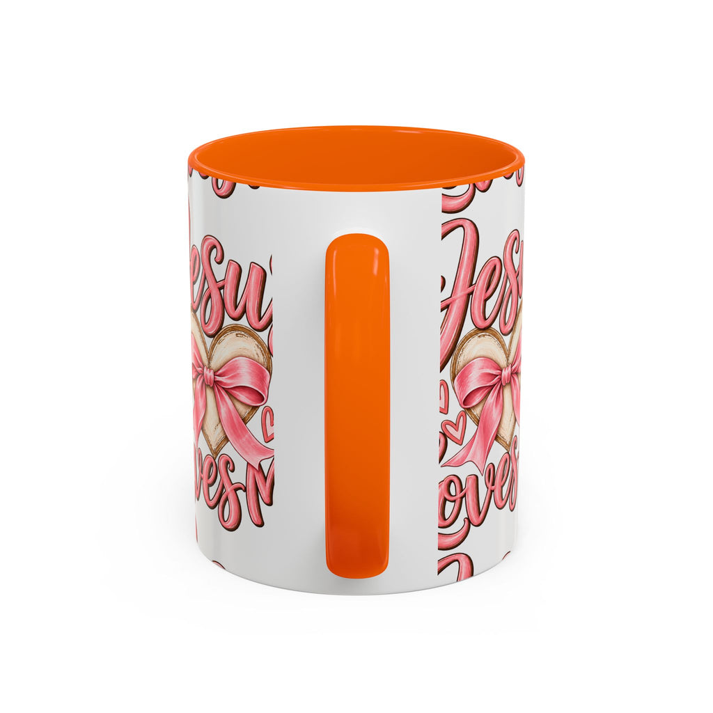 Jesus Loves Me Pink Heart Accent Coffee Mug – Christian Valentine Gift (11/15oz)