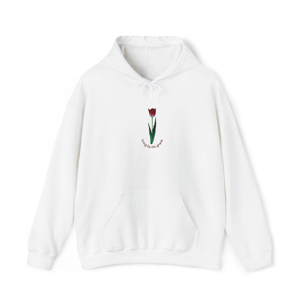 Tulip Embroidered Hoodie – Minimal Floral "I Love You" Sweatshirt