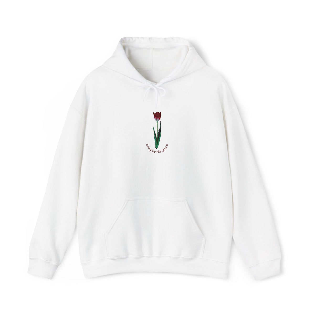 Tulip Embroidered Hoodie – Minimal Floral "I Love You" Sweatshirt