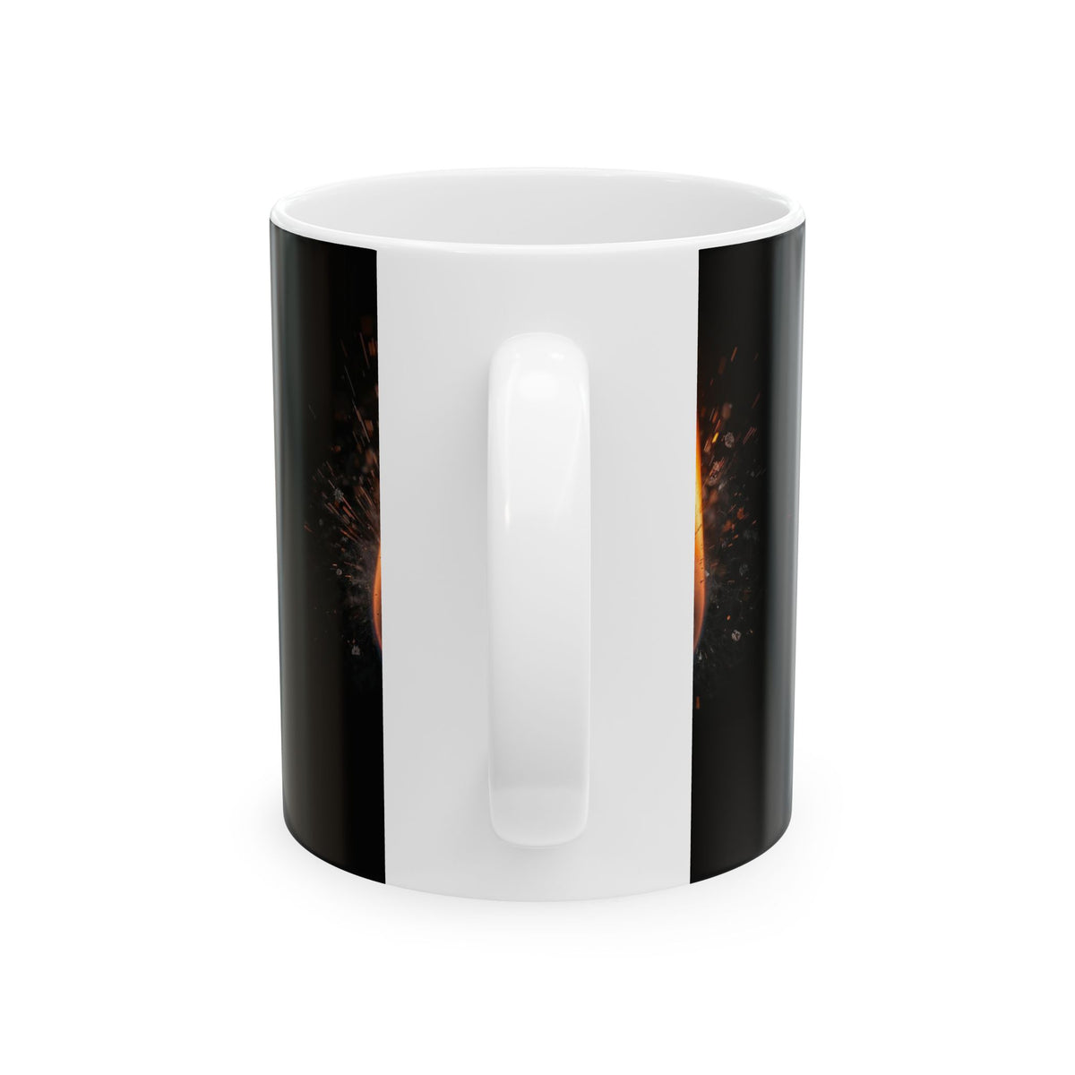 Matchstick Flame Ceramic Mug — Black Fire Photo Coffee Cup (11oz, 15oz)