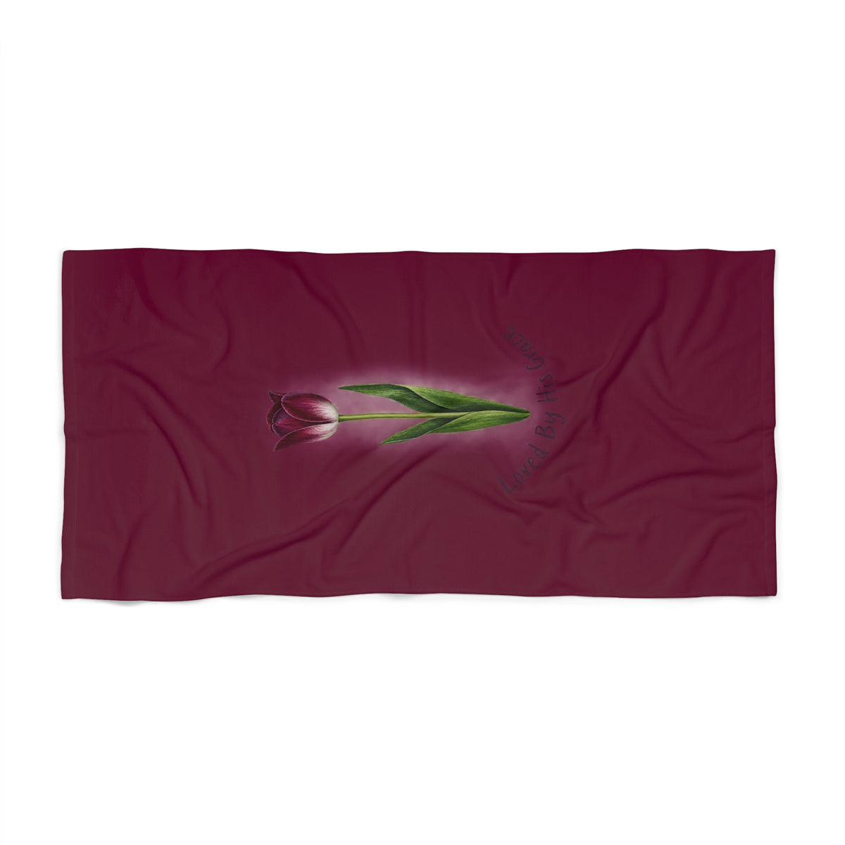 Maroon Tulip Beach Towel — Floral Summer Pool & Beach Towel