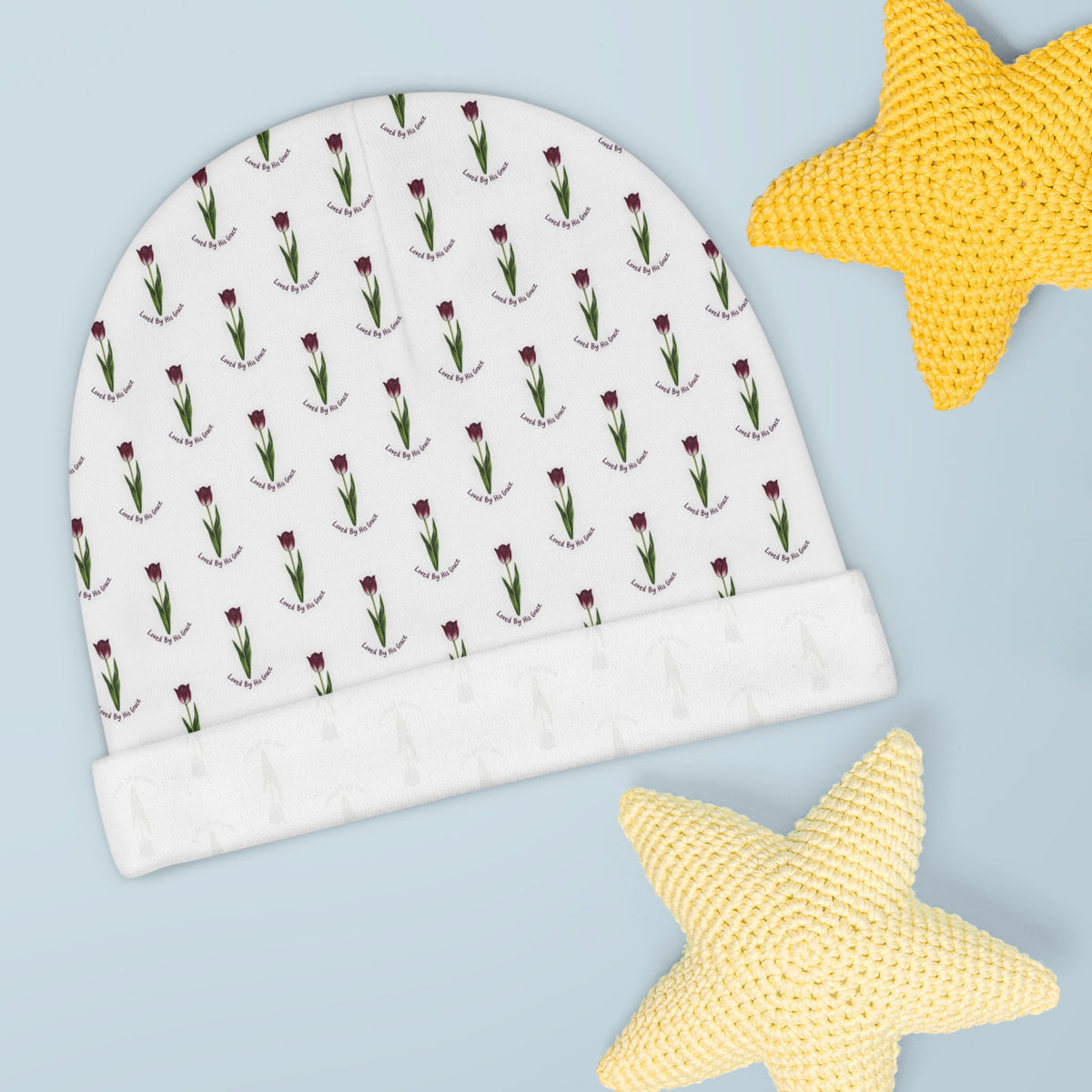Baby Beanie — Floral Tulip Pattern Newborn Hat