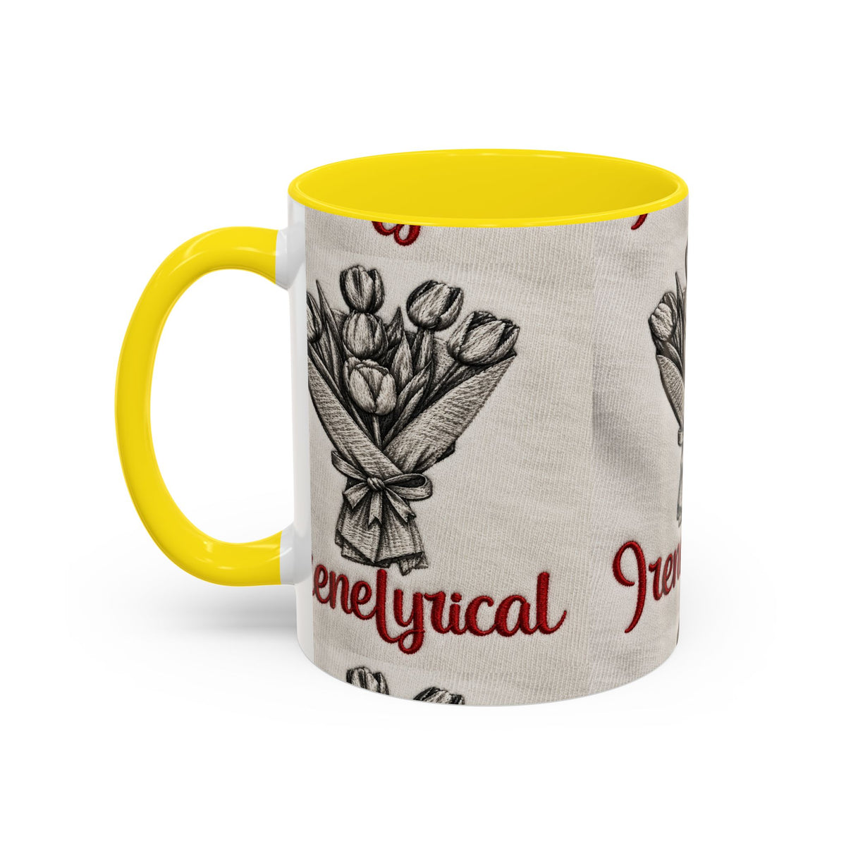 IreneLyrical Floral Accent Coffee Mug – Tulip Bouquet Design (11/15 oz)