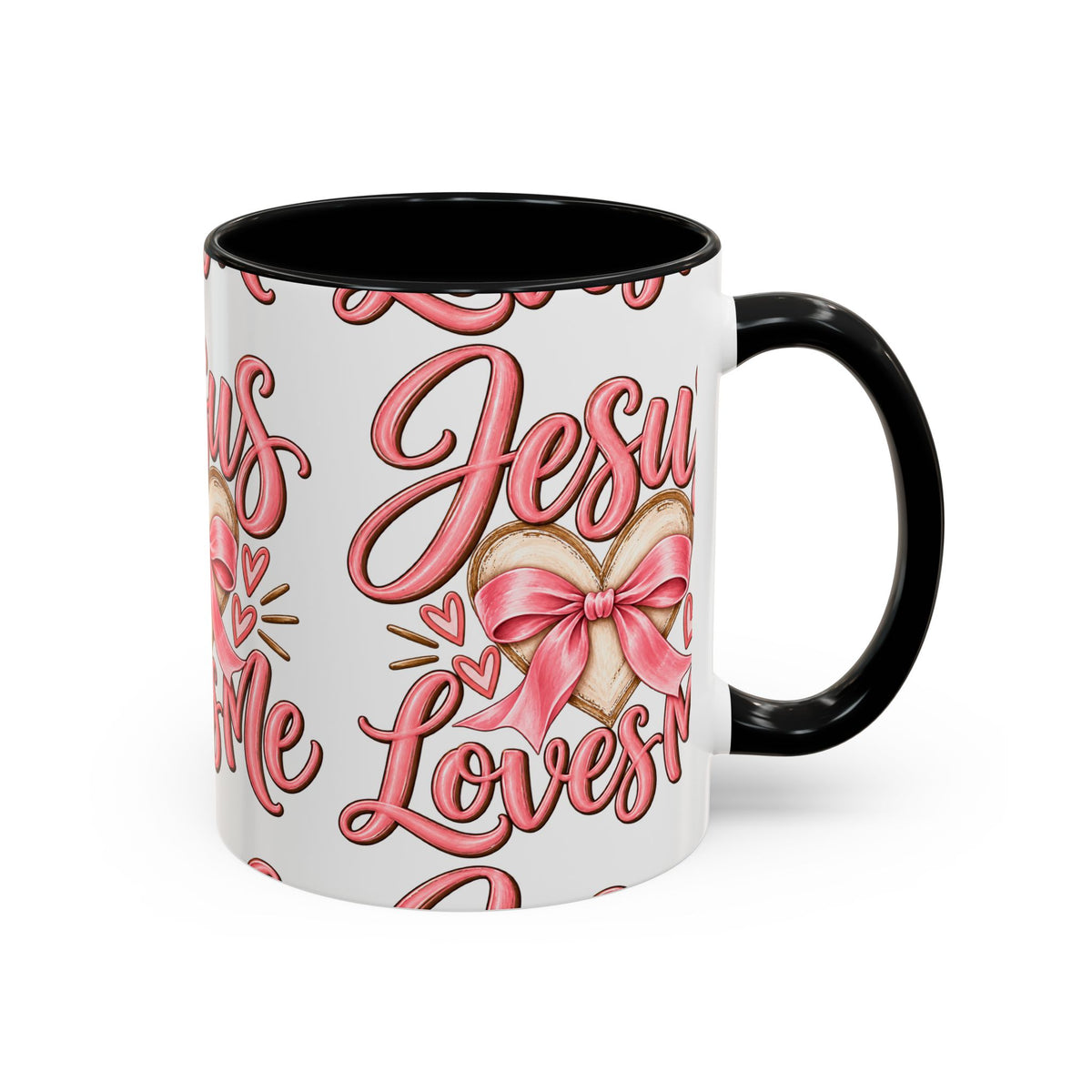 Jesus Loves Me Pink Heart Accent Coffee Mug – Christian Valentine Gift (11/15oz)
