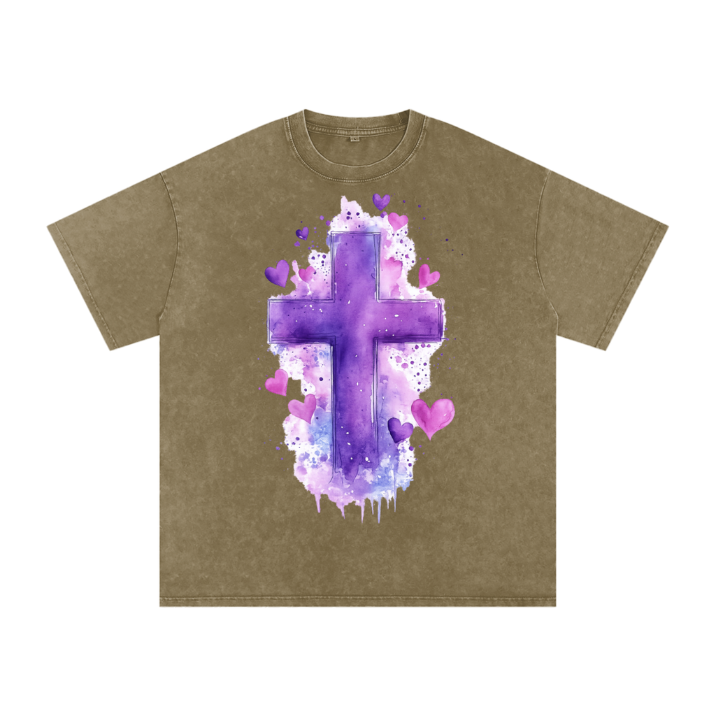Snow Washed Oversized Cotton T-Shirt