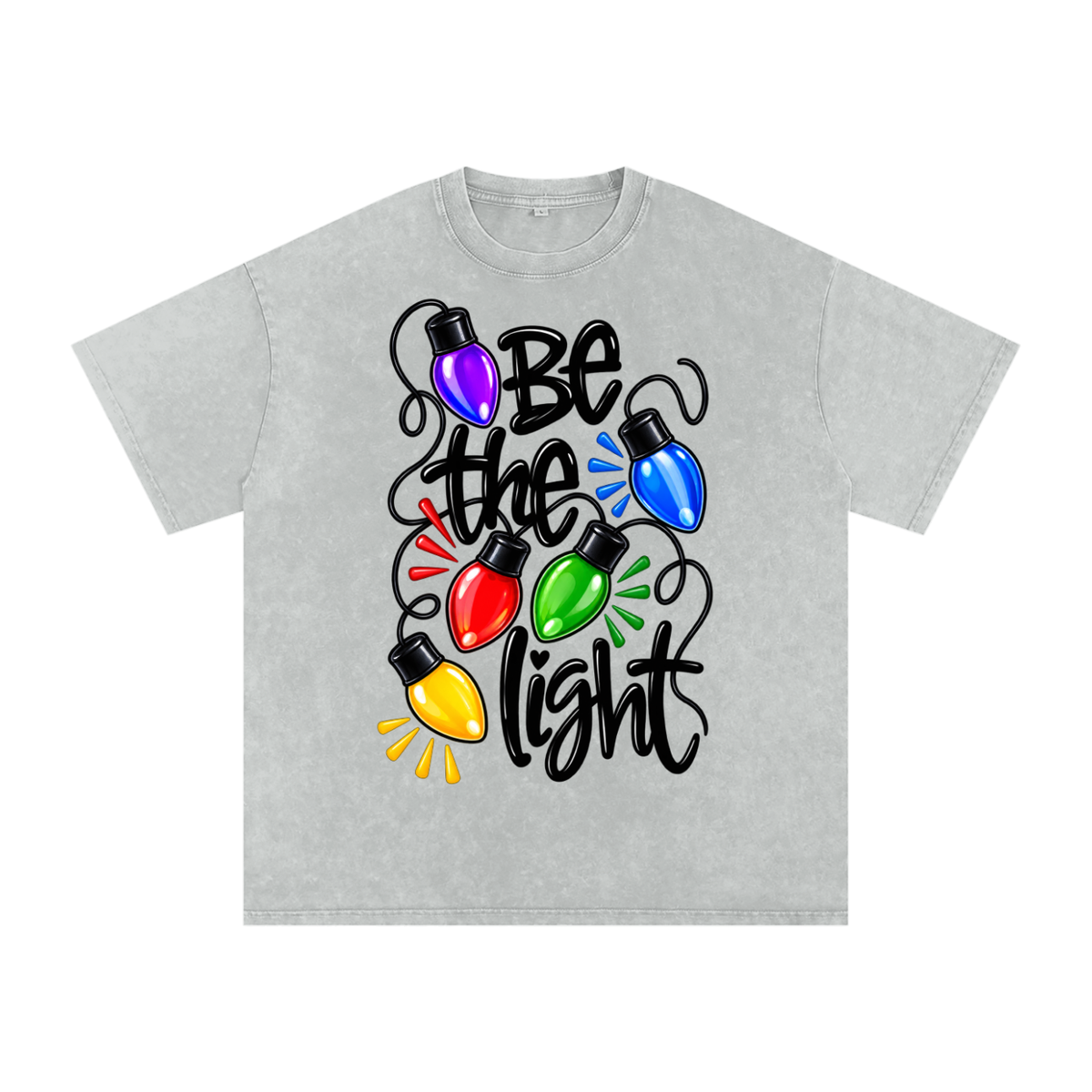 Snow Washed Oversized Cotton T-Shirt Be the light Christmas