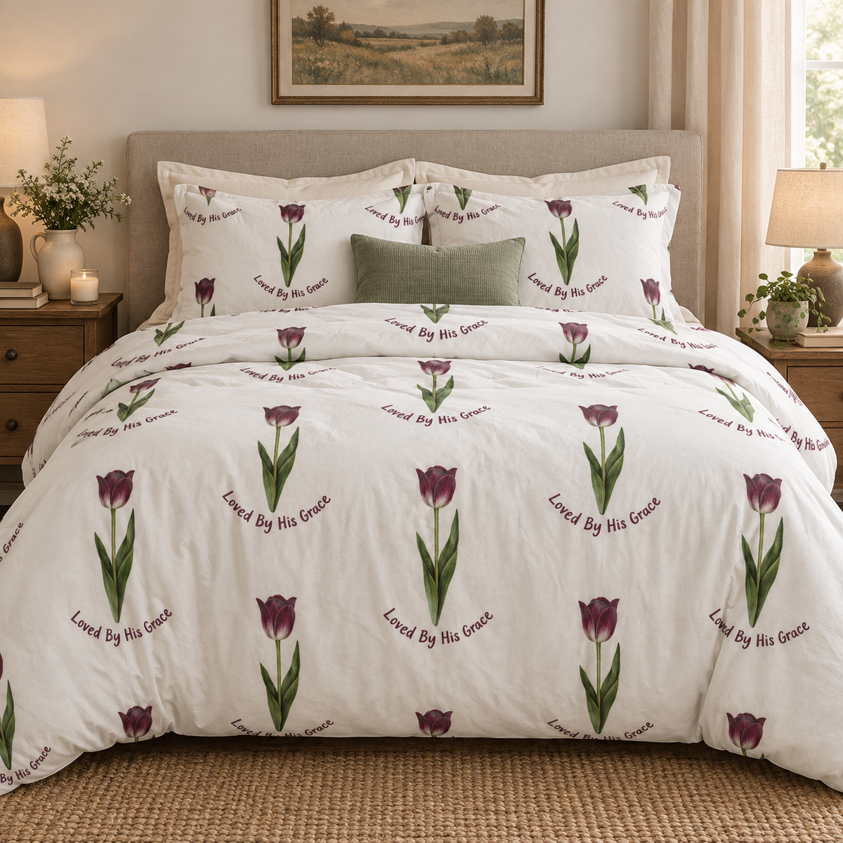 Tulip Comforter — "Loved By His Grace" Floral Bedding