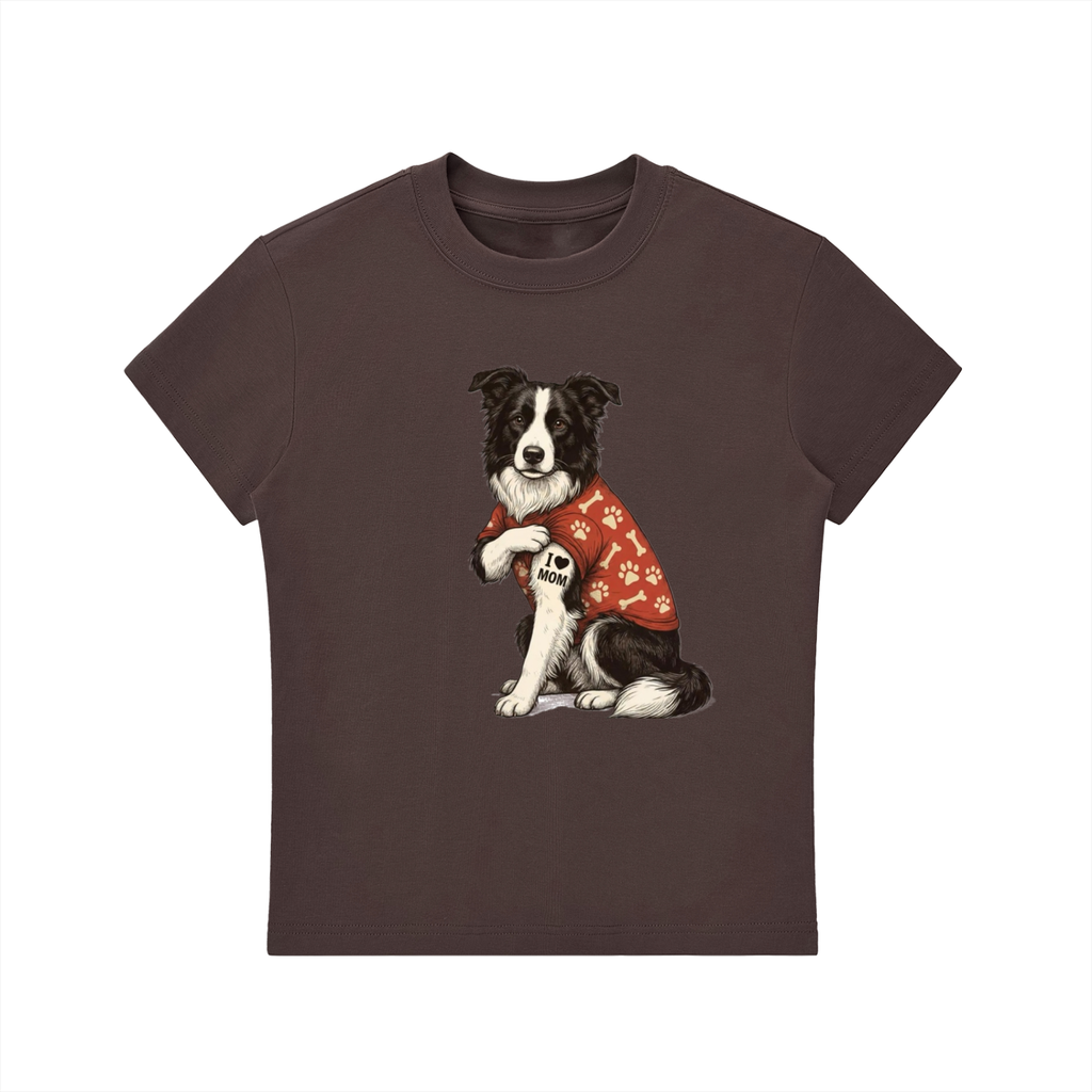 Essential Bodycon Crewneck T-Shirt border collie mom tattoo