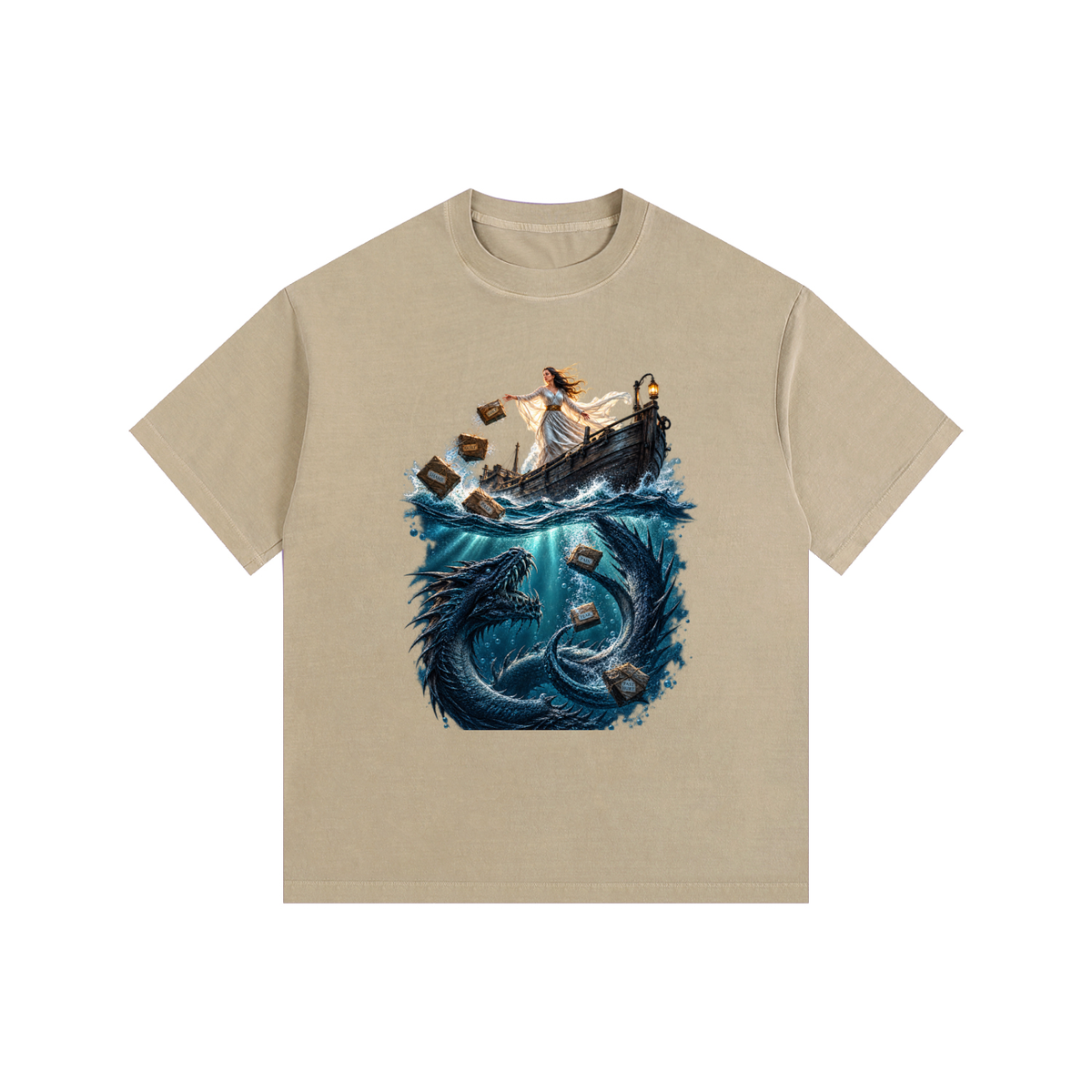 Vintage Washed Oversized Cotton T-Shirt Sea of forgetfulness