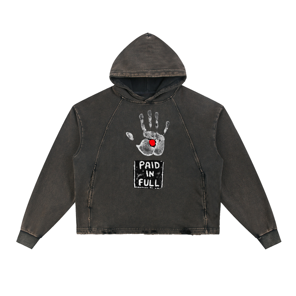 Vintage Washed Frayed-Hem Hoodie