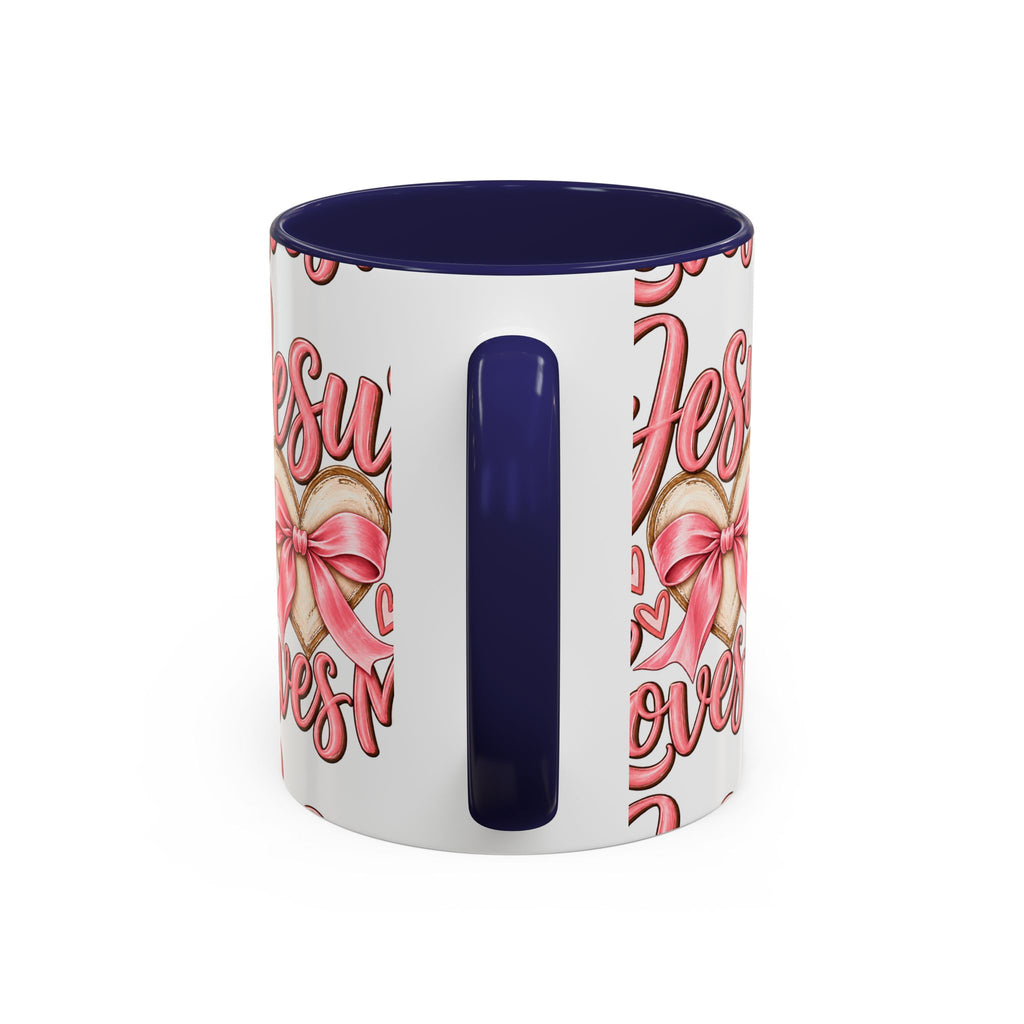 Jesus Loves Me Pink Heart Accent Coffee Mug – Christian Valentine Gift (11/15oz)
