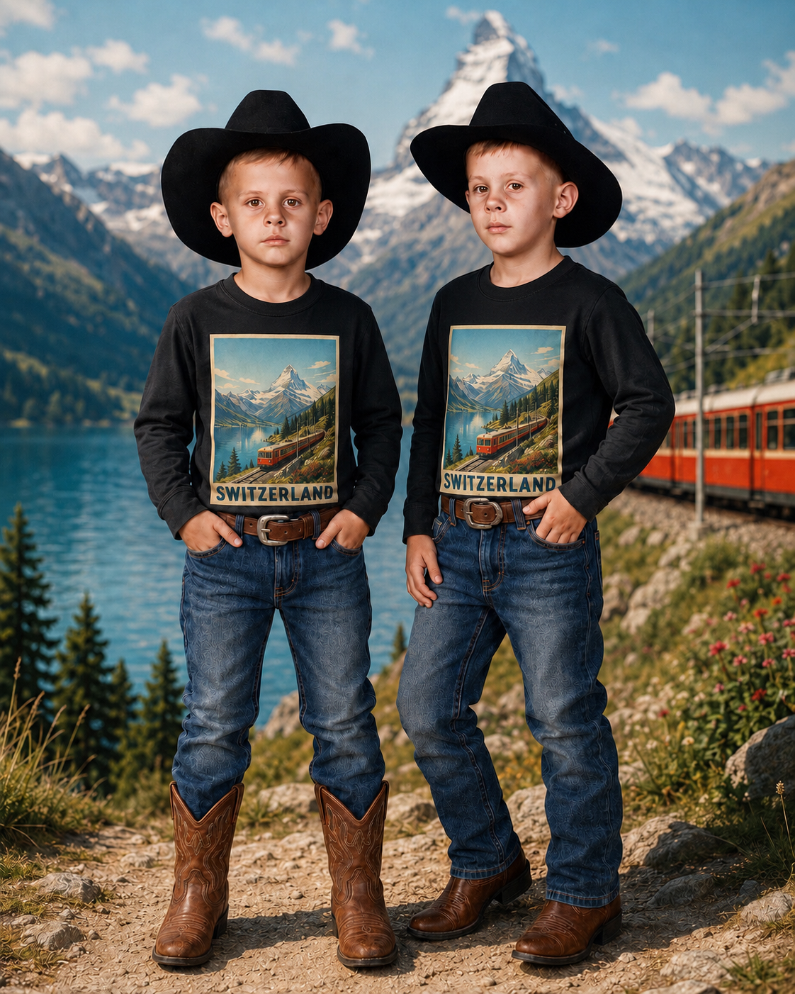 Kids' Quick-Dry Cotton Long-Sleeve Tee Switzerland
