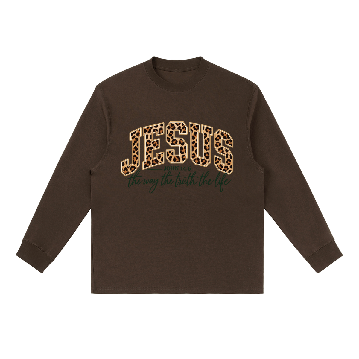 Essential Crewneck Long-Sleeve T-Shirt Jesus is the way,truth,life