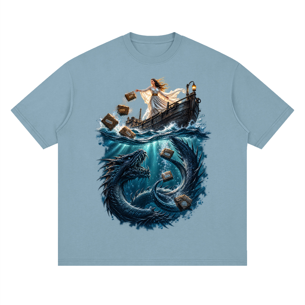 Streetwear Loose Drop Shoulder T-Shirt Sea of forgetfulness