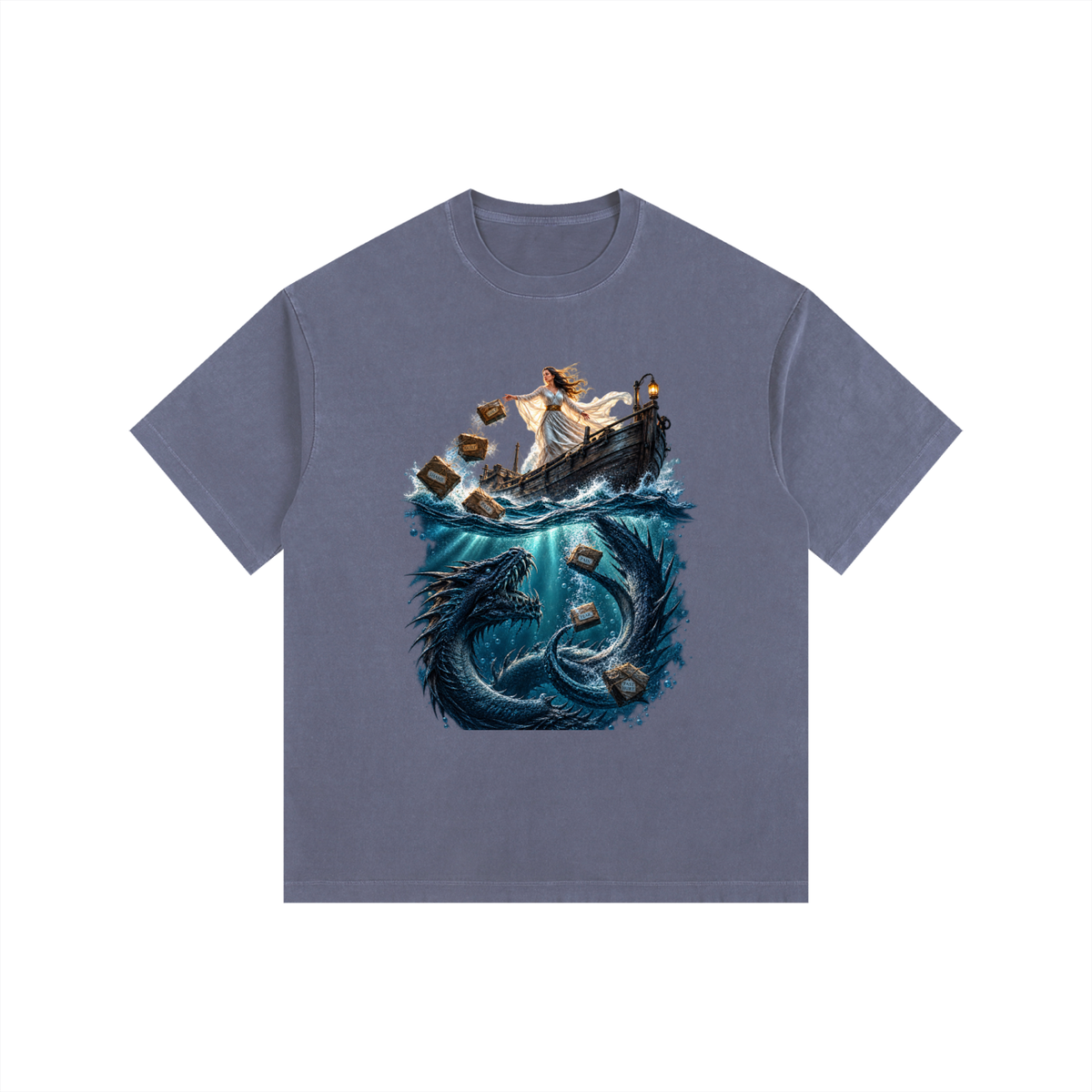 Vintage Washed Oversized Cotton T-Shirt Sea of forgetfulness
