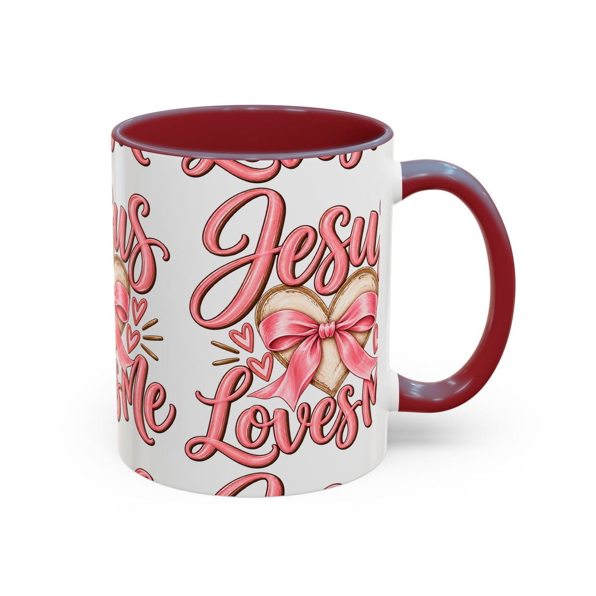 Jesus Loves Me Pink Heart Accent Coffee Mug – Christian Valentine Gift (11/15oz)