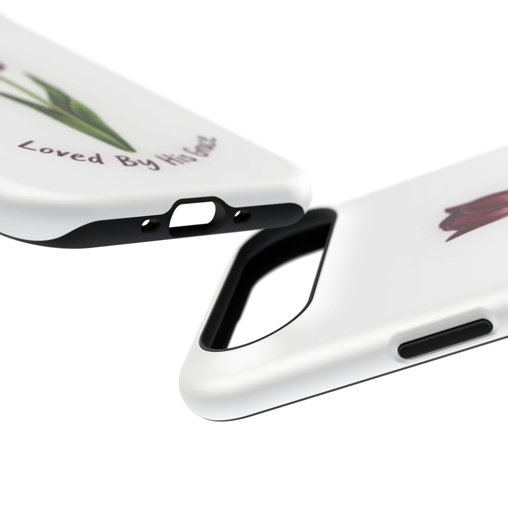 Impact-Resistant Phone Case — “Loved By His Grace” Tulip Design