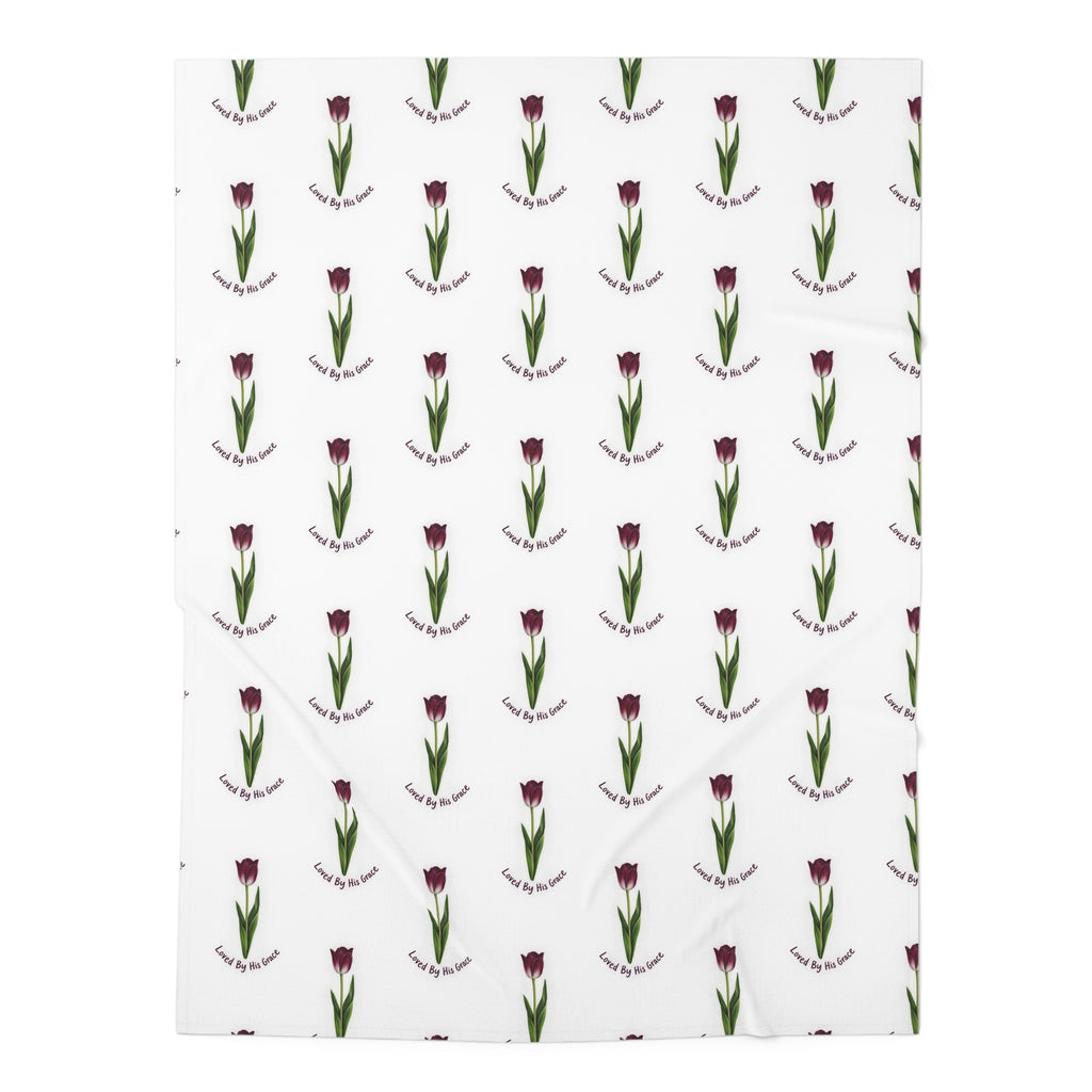 Floral Tulip Baby Swaddle Blanket — 'Loved by Mom' Pattern