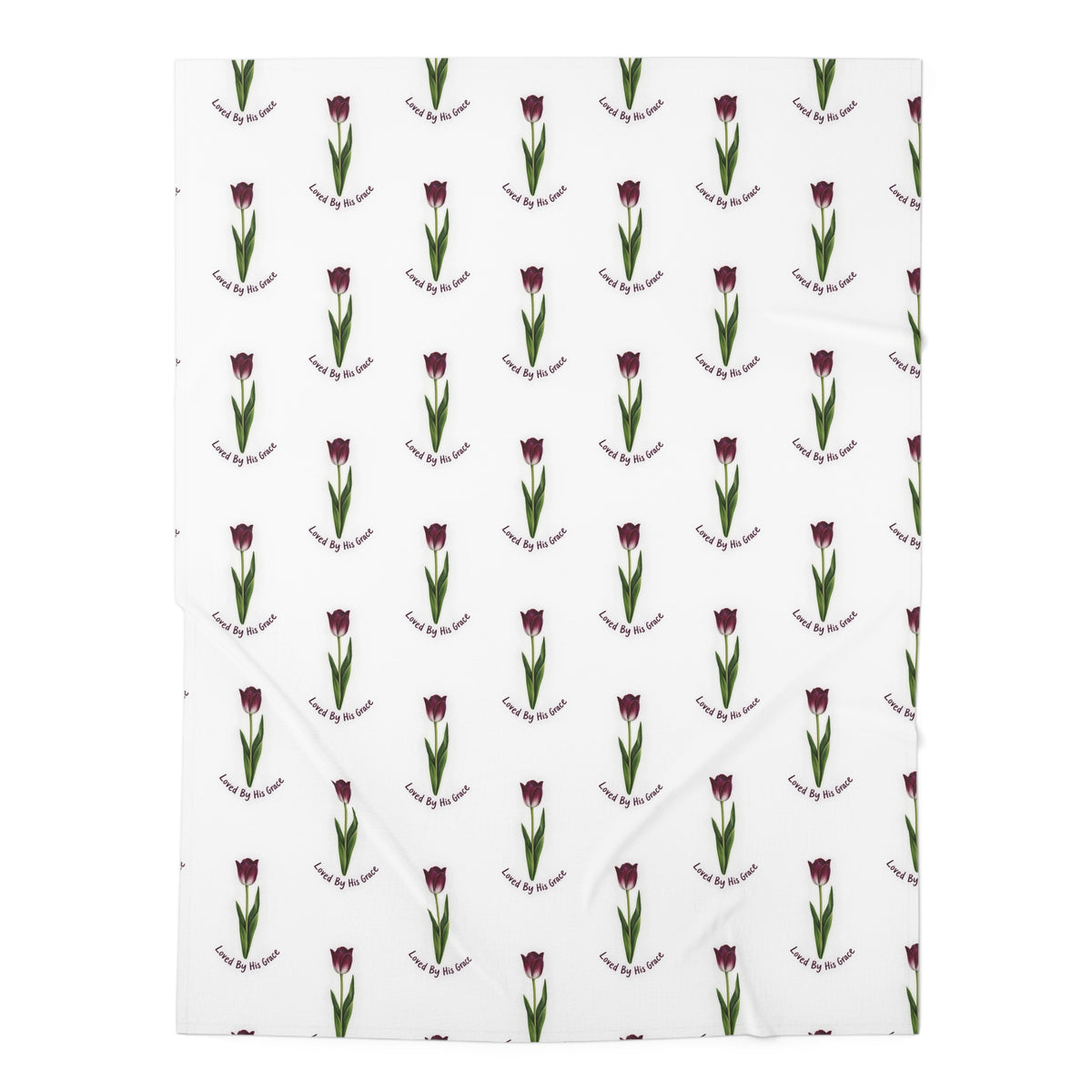 Floral Tulip Baby Swaddle Blanket — 'Loved by Mom' Pattern