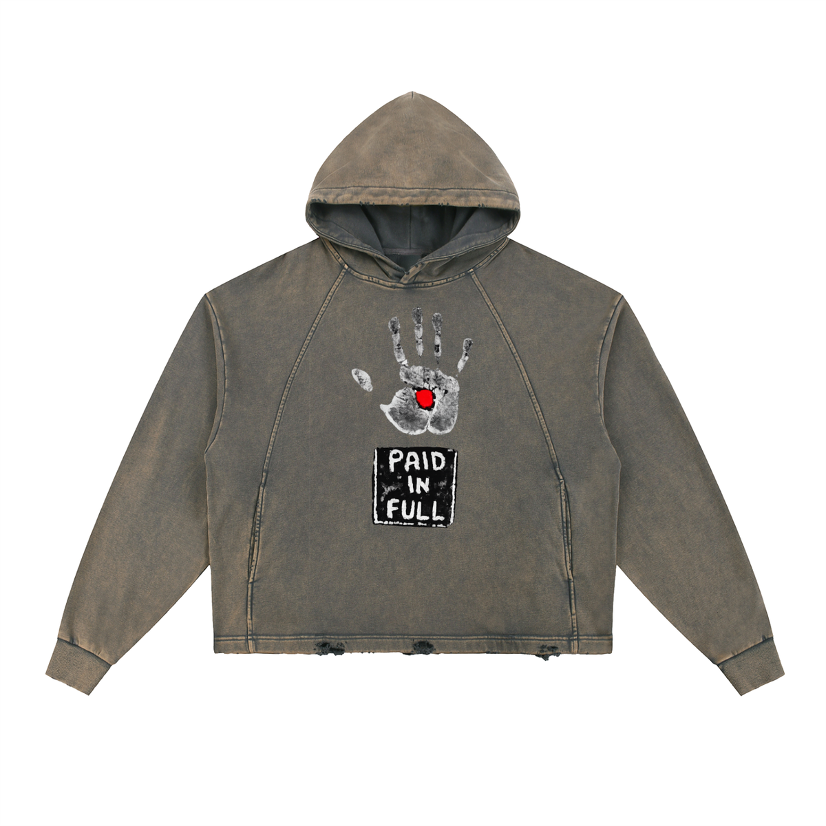 Vintage Washed Frayed-Hem Hoodie