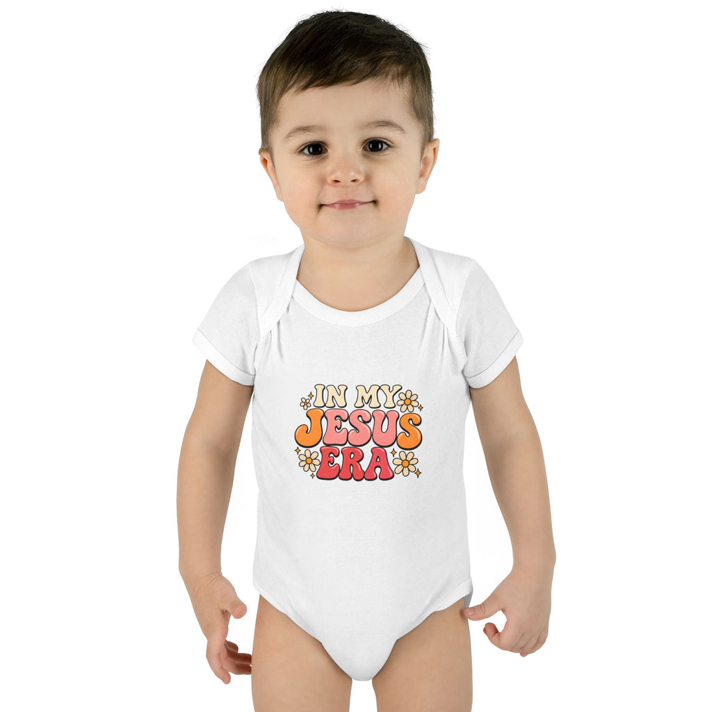 Infant Bodysuit — "In My Jesus Era" Retro Floral Baby Onesie