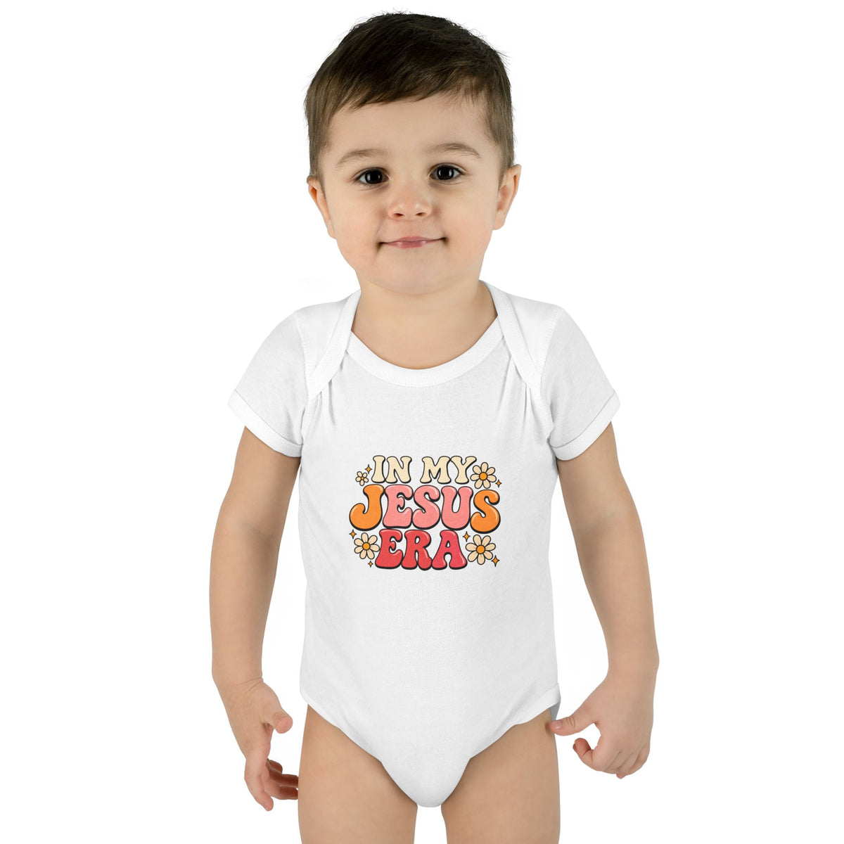 Infant Bodysuit — "In My Jesus Era" Retro Floral Baby Onesie