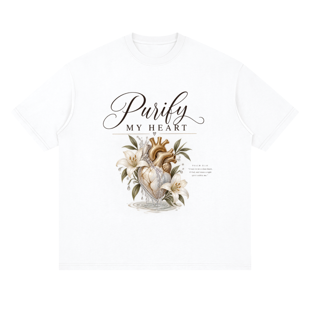 Streetwear Loose Drop Shoulder T-Shirt Purify my heart