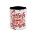 Jesus Loves Me Pink Heart Accent Coffee Mug – Christian Valentine Gift (11/15oz)