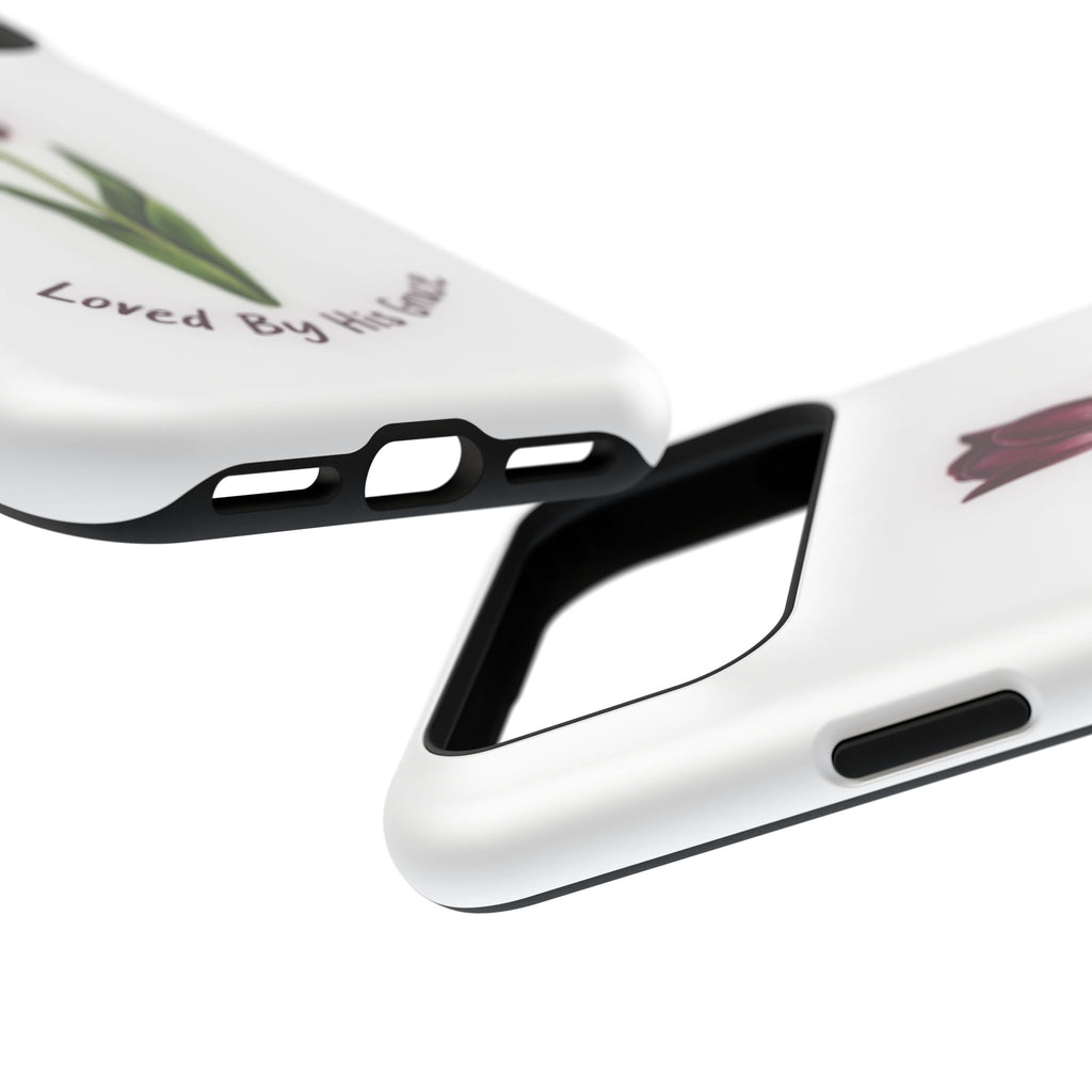 Impact-Resistant Phone Case — “Loved By His Grace” Tulip Design