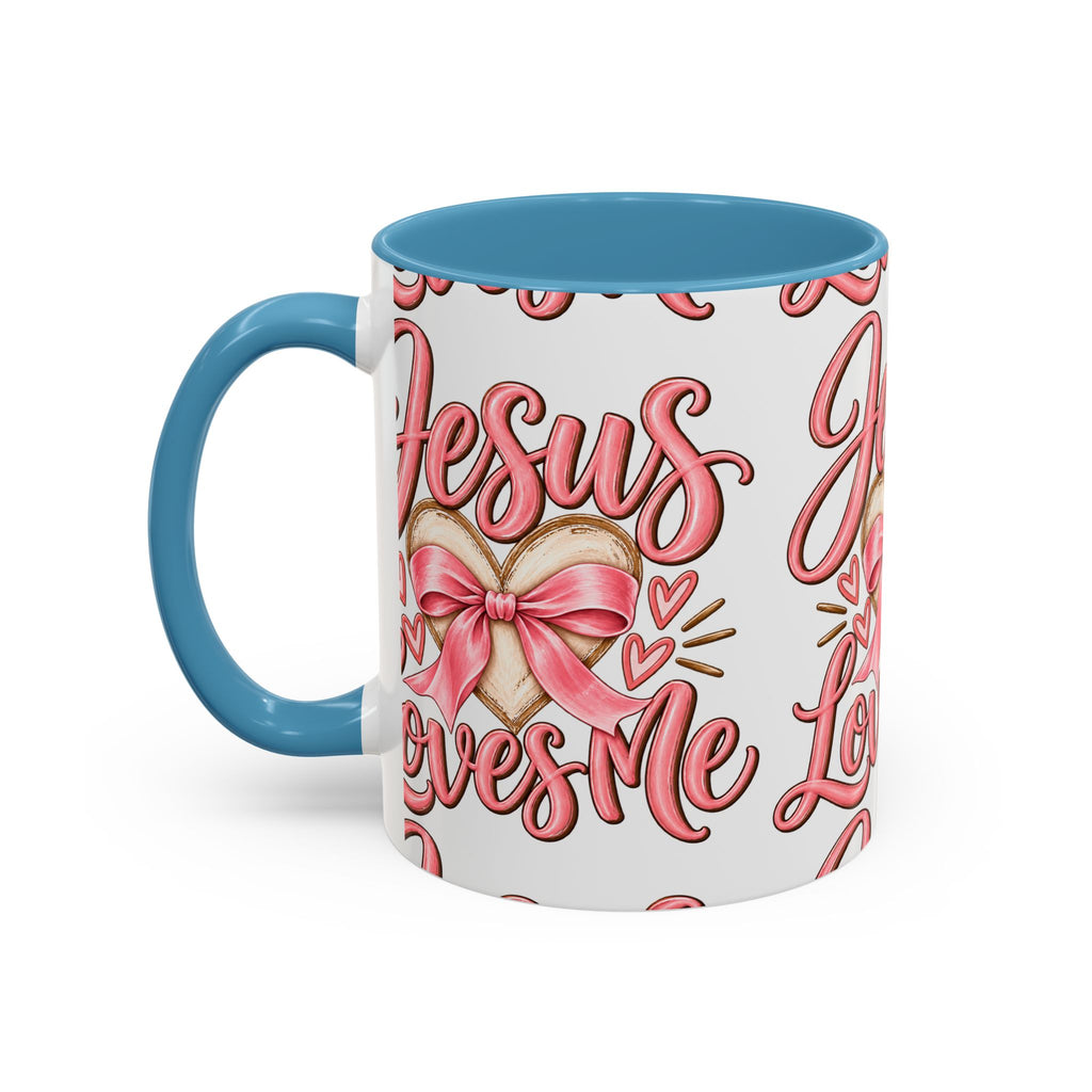 Jesus Loves Me Pink Heart Accent Coffee Mug – Christian Valentine Gift (11/15oz)
