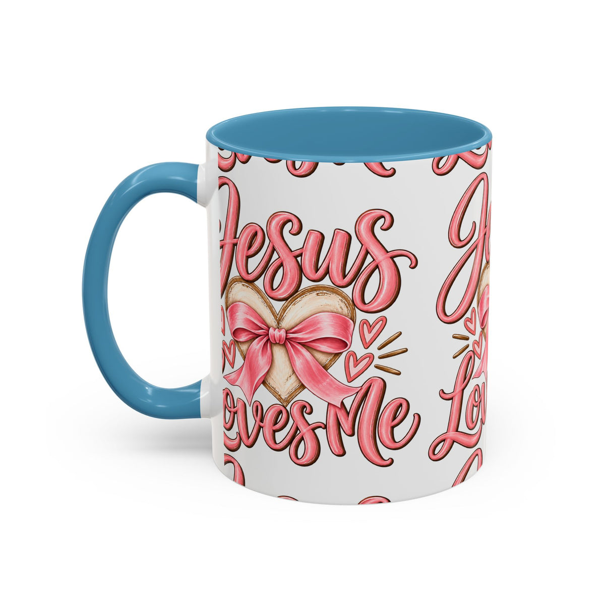 Jesus Loves Me Pink Heart Accent Coffee Mug – Christian Valentine Gift (11/15oz)