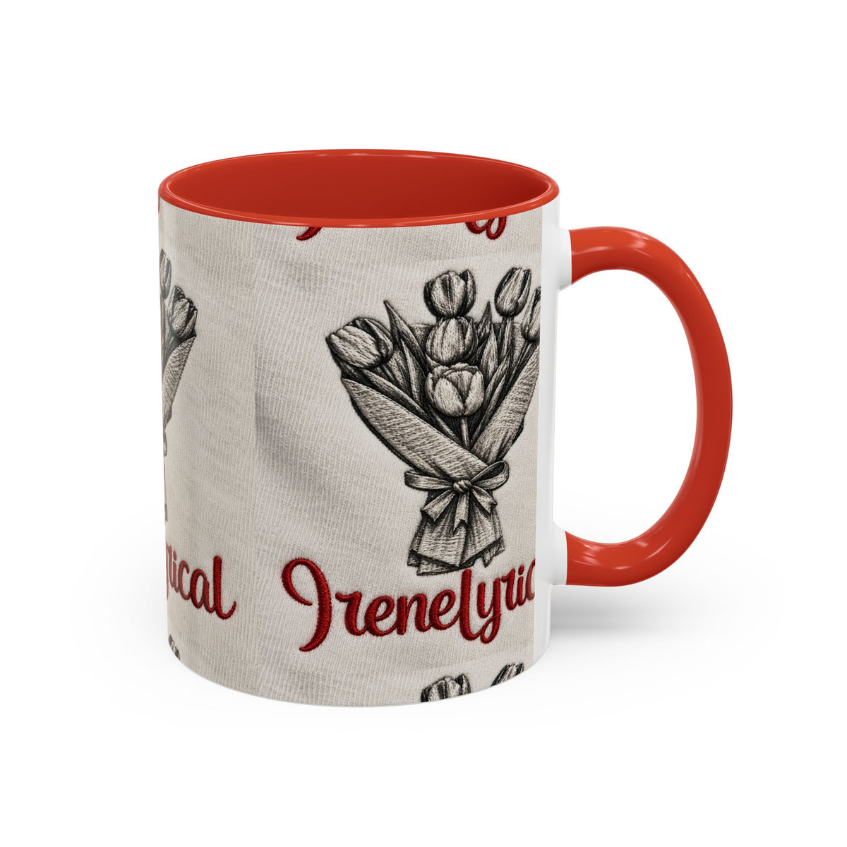 IreneLyrical Floral Accent Coffee Mug – Tulip Bouquet Design (11/15 oz)