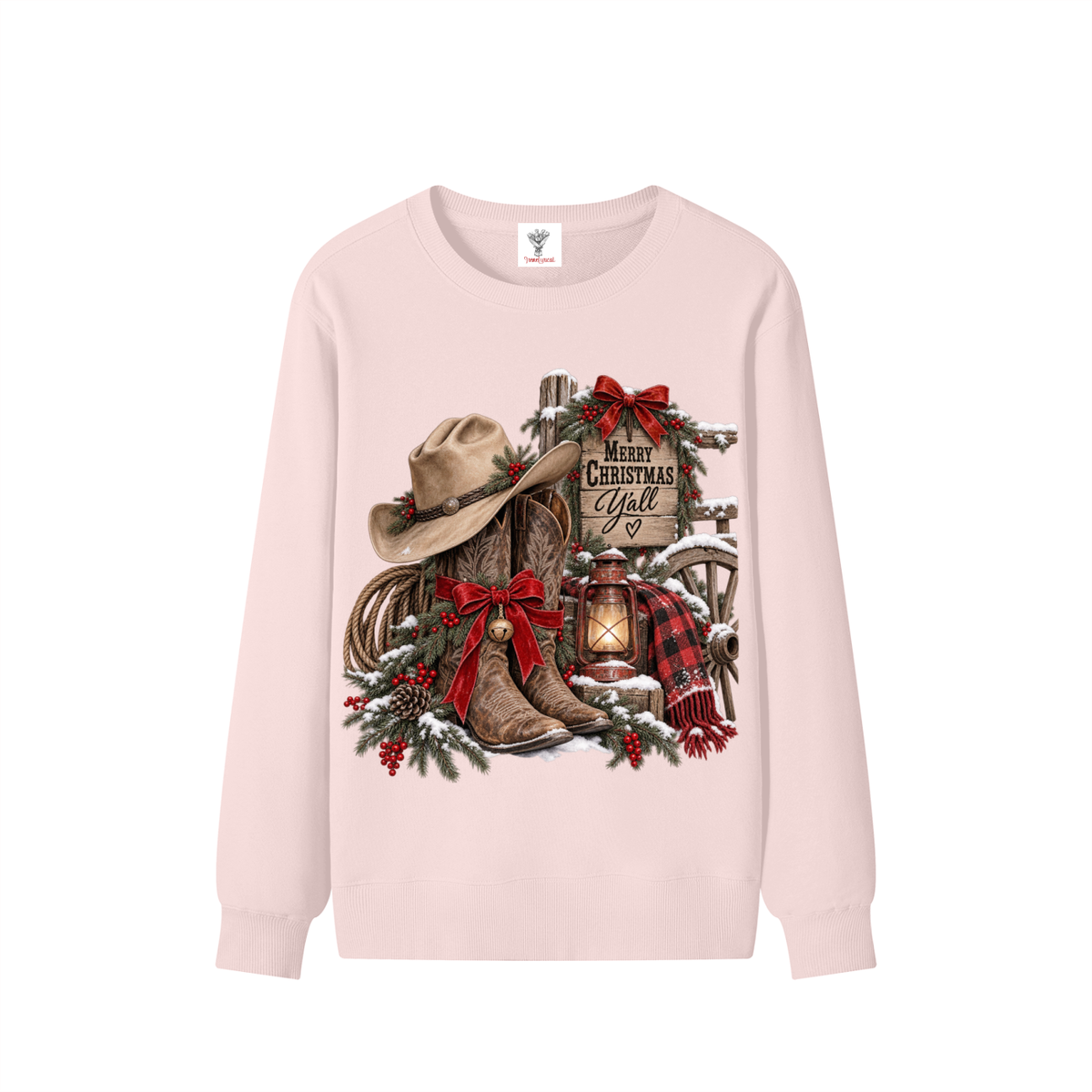 Classic Unisex Cotton Sweatshirt Western Merry Christmas yall