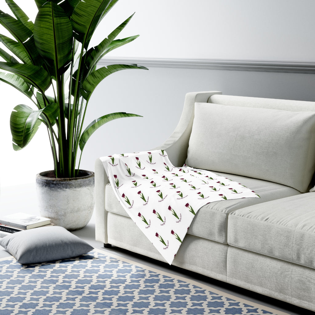 Floral Tulip Baby Swaddle Blanket — 'Loved by Mom' Pattern