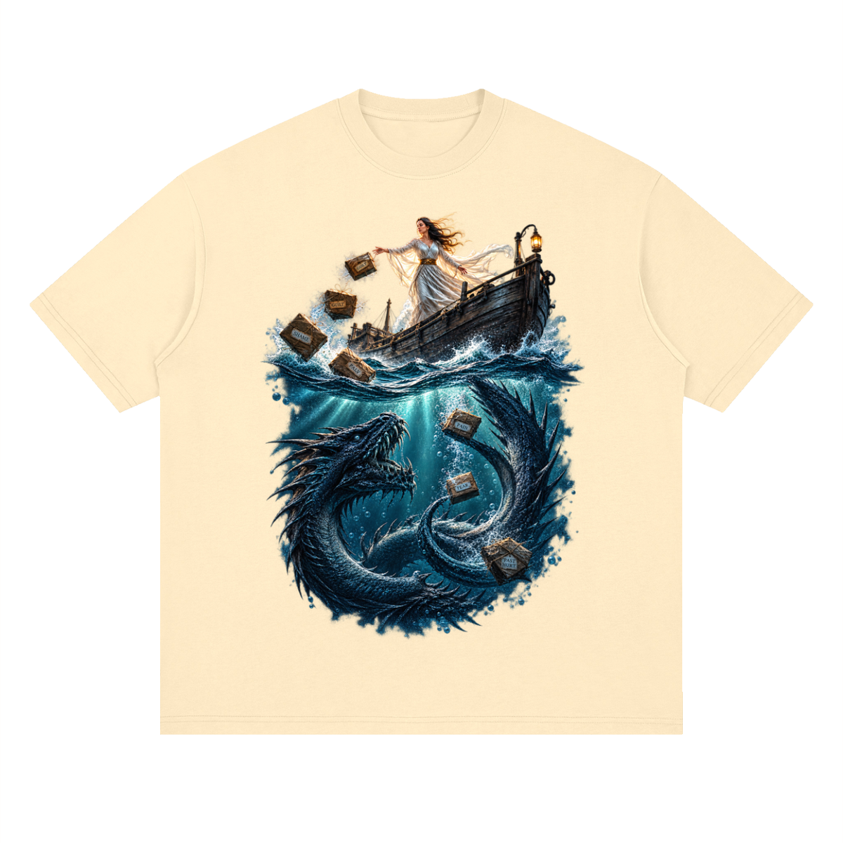 Streetwear Loose Drop Shoulder T-Shirt Sea of forgetfulness