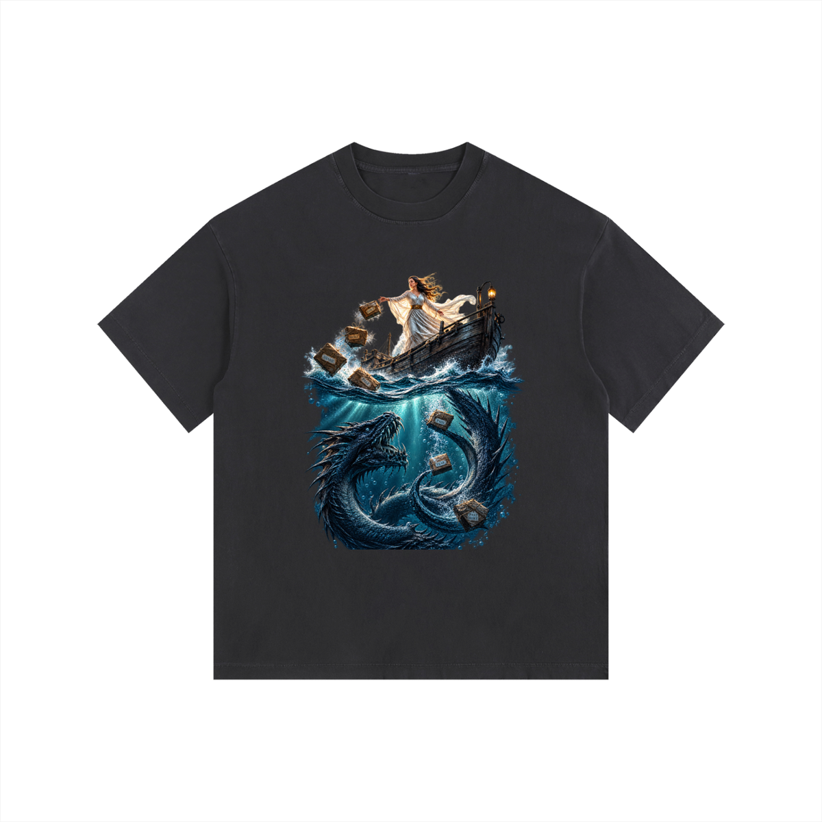 Vintage Washed Oversized Cotton T-Shirt Sea of forgetfulness