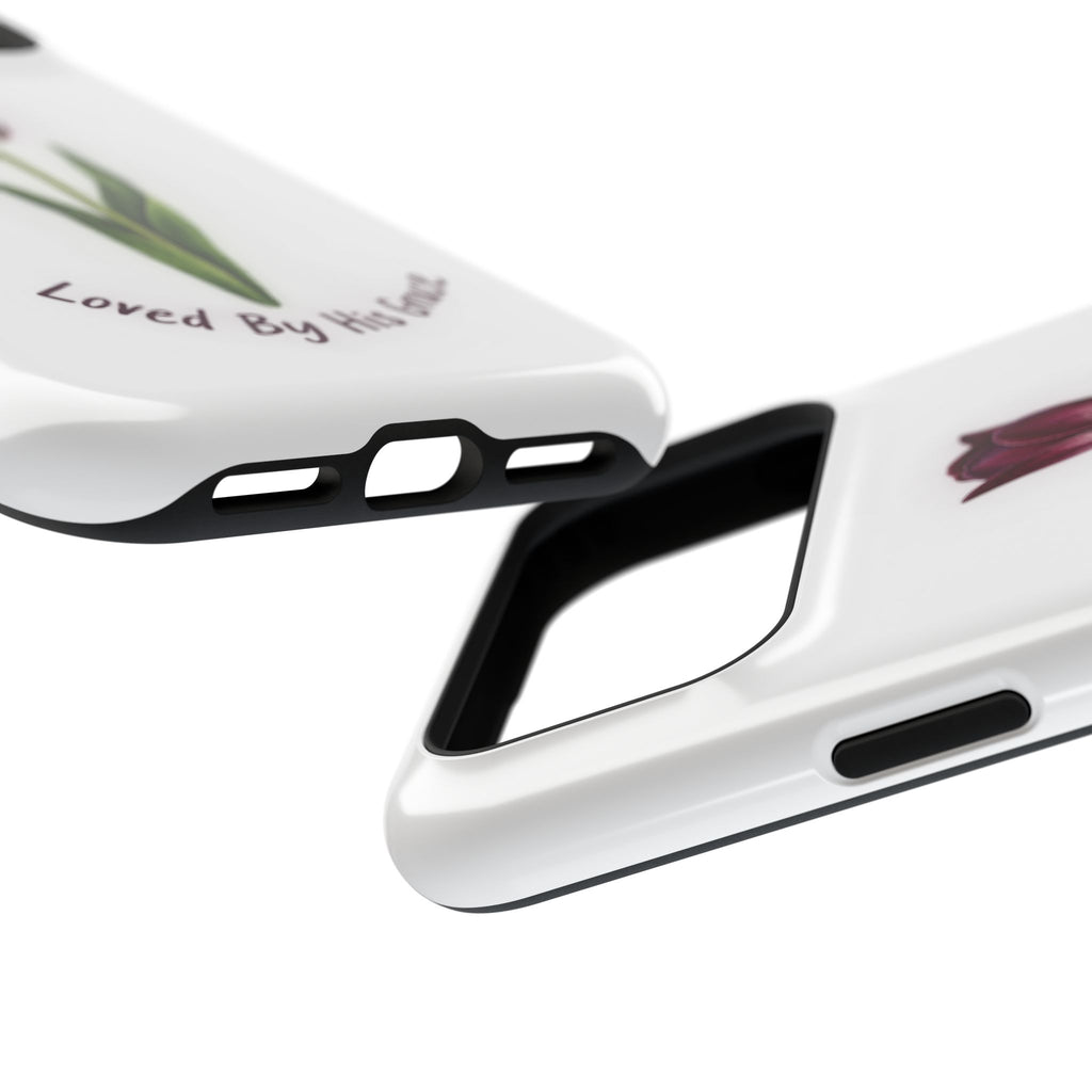 Impact-Resistant Phone Case — “Loved By His Grace” Tulip Design