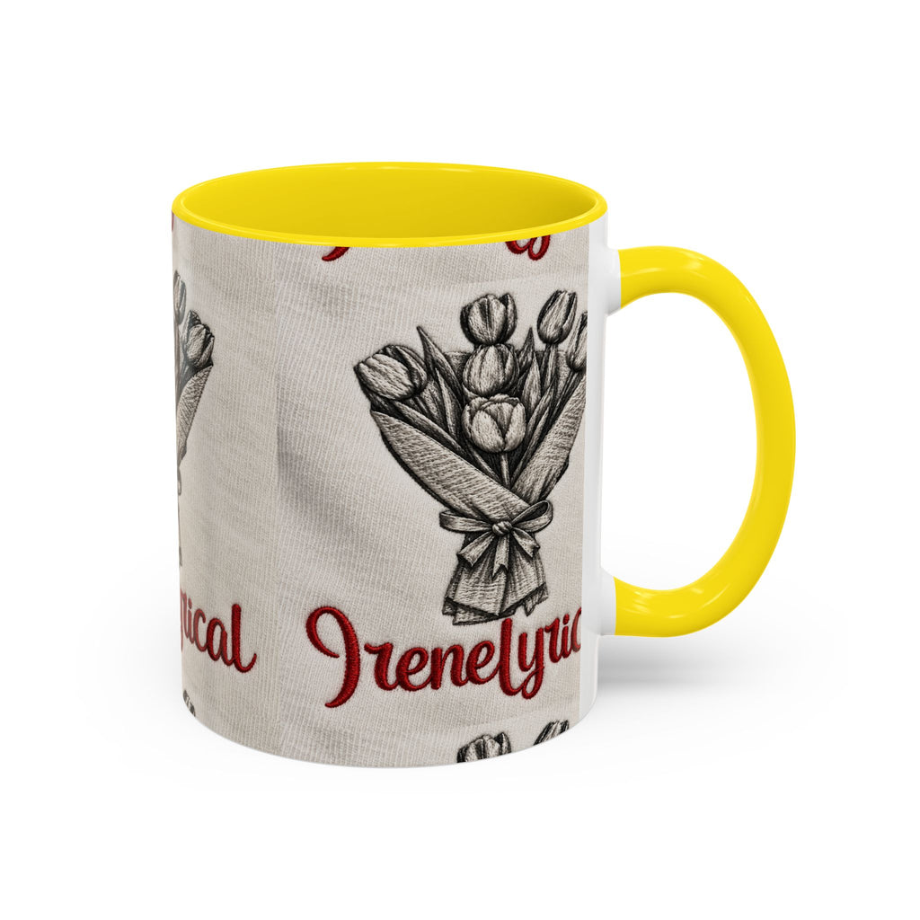 IreneLyrical Floral Accent Coffee Mug – Tulip Bouquet Design (11/15 oz)