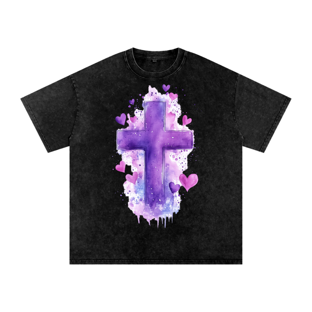 Snow Washed Oversized Cotton T-Shirt