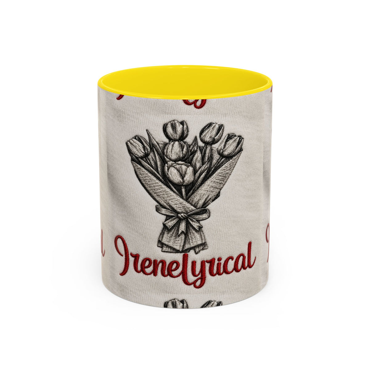 IreneLyrical Floral Accent Coffee Mug – Tulip Bouquet Design (11/15 oz)