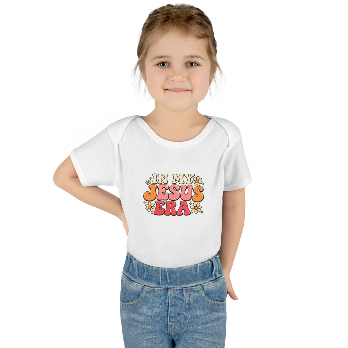 Infant Bodysuit — "In My Jesus Era" Retro Floral Baby Onesie