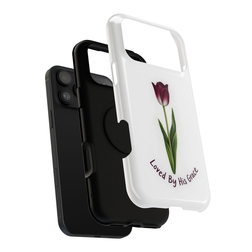 Impact-Resistant Phone Case — “Loved By His Grace” Tulip Design