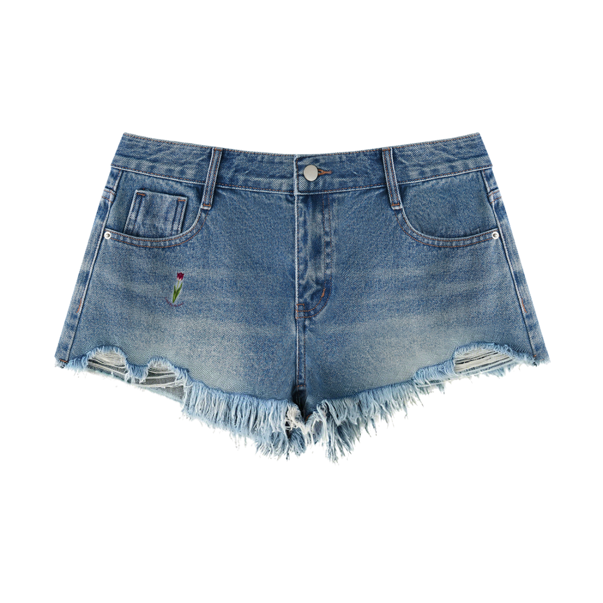 Women's Vintage Wash Raw Hem Denim Shorts